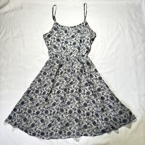 Ann Taylor Loft Mini Dress Spaghetti Strap Floral Blue Size XS